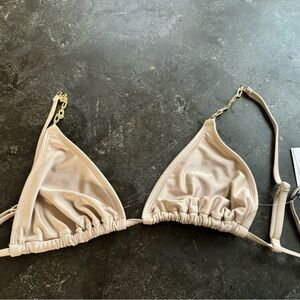 Beige bikini top with chain straps